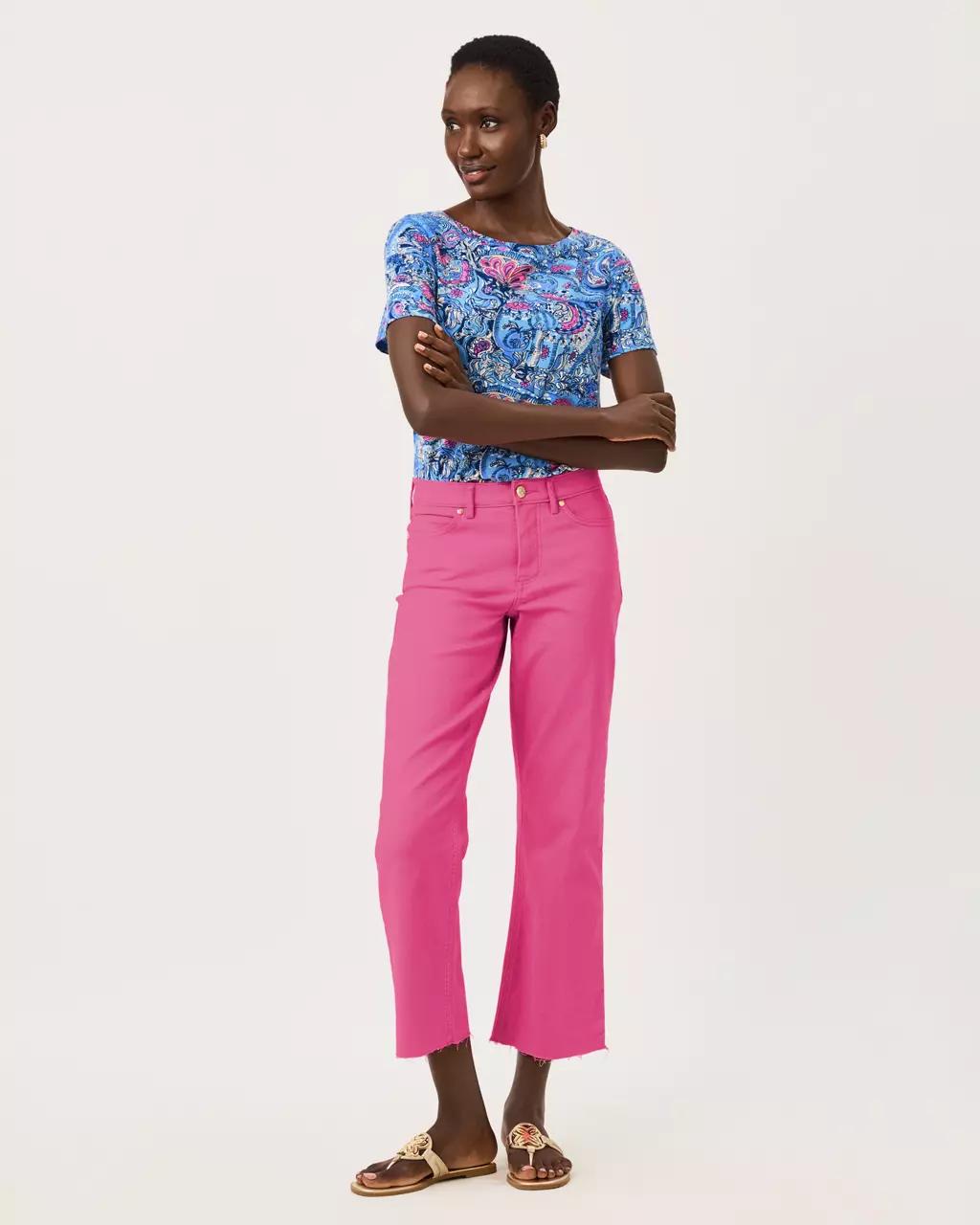 28" Lindessa High Rise Crop Jean - Pink Aster
