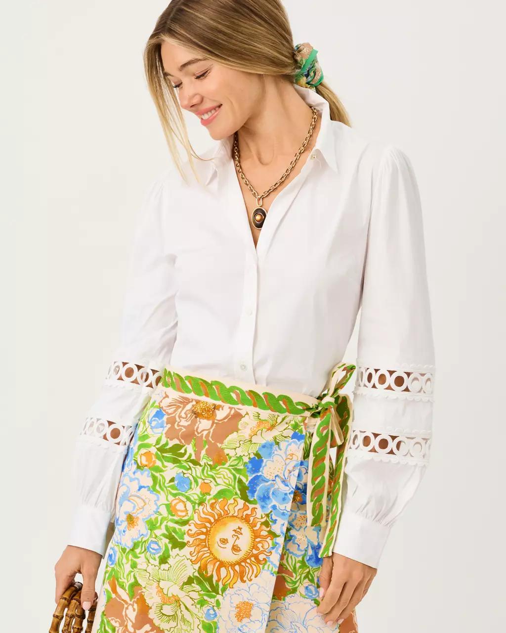 The Lace Inset Lilly Shirt - Resort White