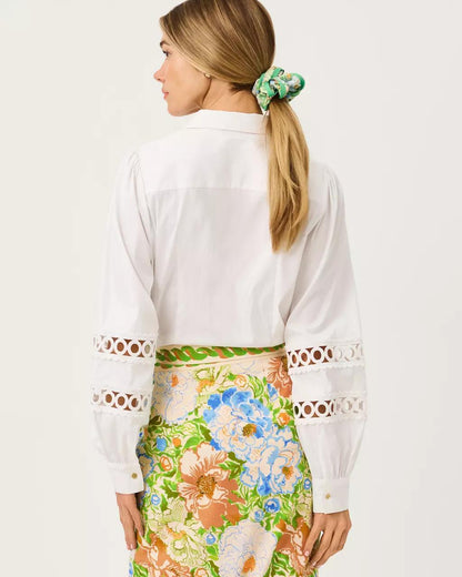 The Lace Inset Lilly Shirt - Resort White