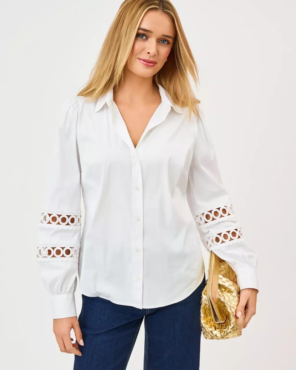 The Lace Inset Lilly Shirt - Resort White