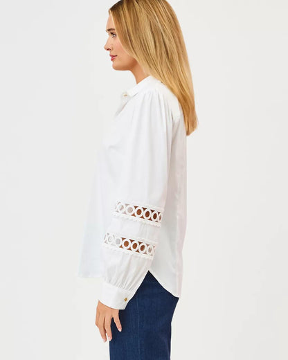 The Lace Inset Lilly Shirt - Resort White