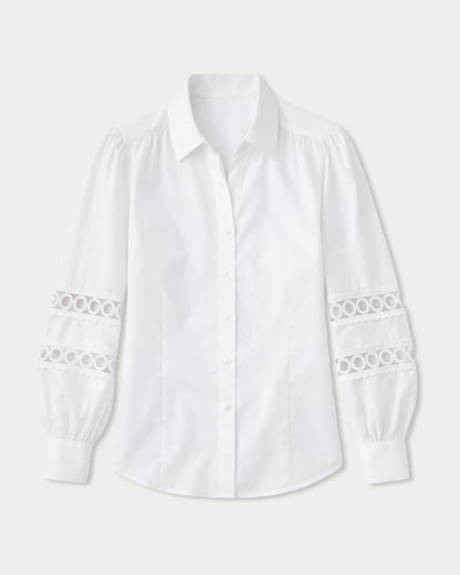 The Lace Inset Lilly Shirt - Resort White