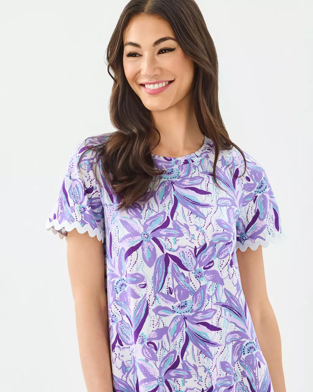 Cody Short Sleeve Dress - Tropicalia Purple