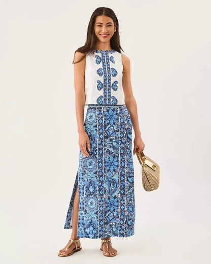 Sanders High Rise Maxi Skirt - Low Tide Navy