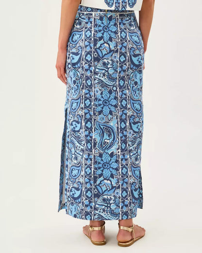 Sanders High Rise Maxi Skirt - Low Tide Navy