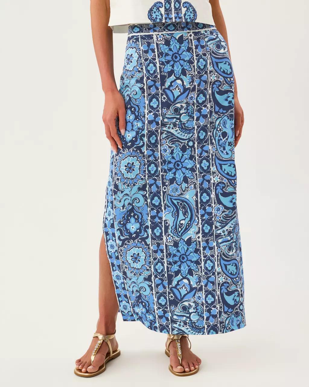 Sanders High Rise Maxi Skirt - Low Tide Navy