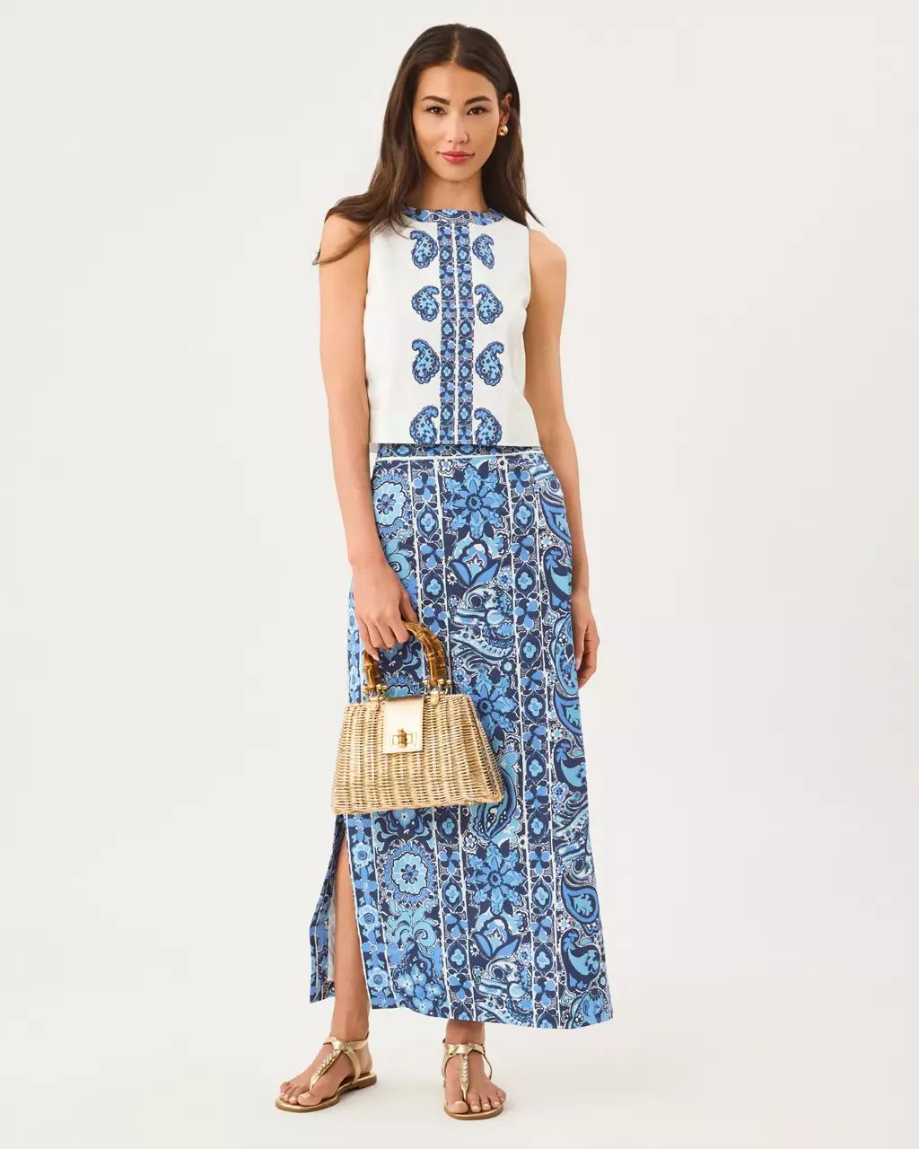 Sanders High Rise Maxi Skirt - Low Tide Navy