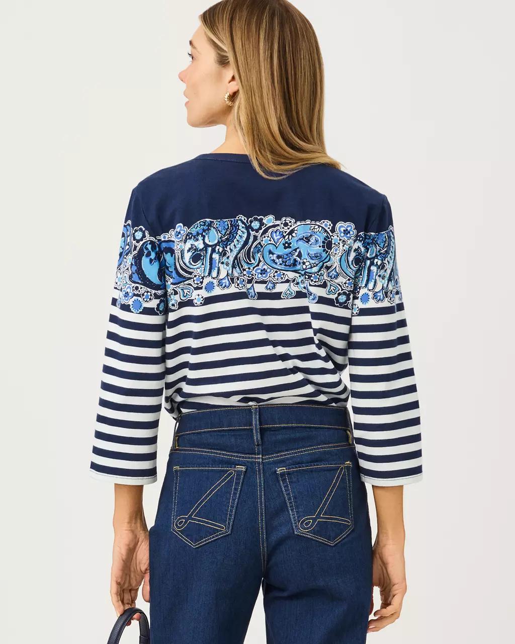 Clairmont 3/4 Sleeved Knit Top - Low Tide Navy