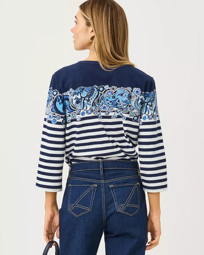 Clairmont 3/4 Sleeved Knit Top - Low Tide Navy
