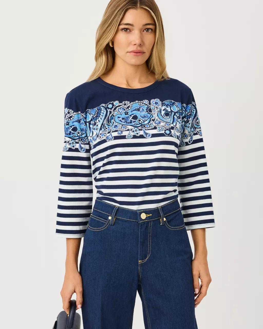 Clairmont 3/4 Sleeved Knit Top - Low Tide Navy