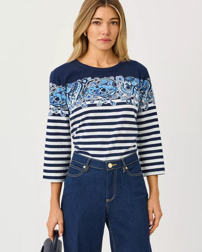 Clairmont 3/4 Sleeved Knit Top - Low Tide Navy