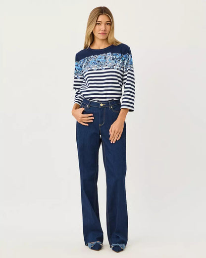 Clairmont 3/4 Sleeved Knit Top - Low Tide Navy