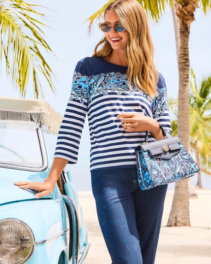 Clairmont 3/4 Sleeved Knit Top - Low Tide Navy