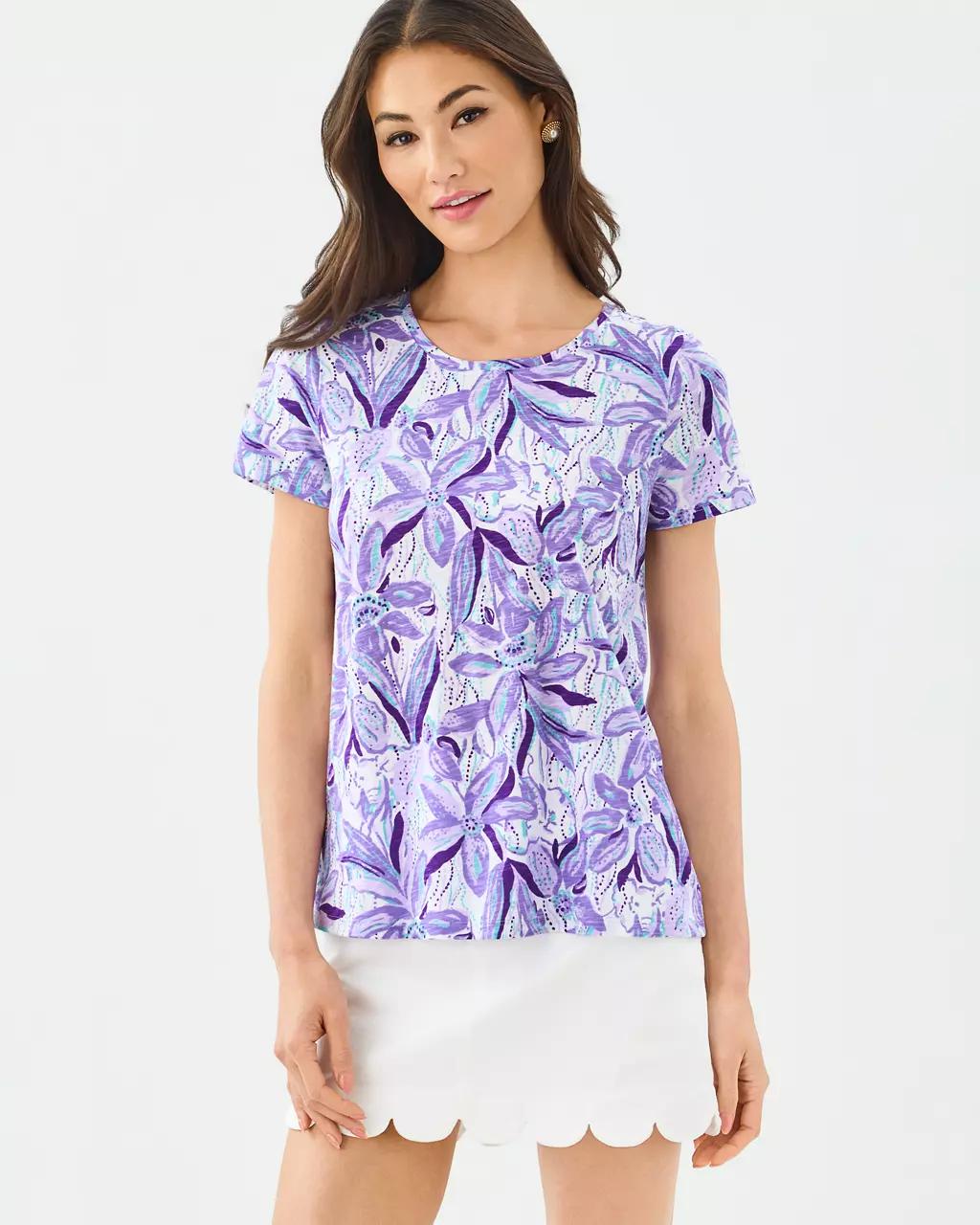 Etta Scoop Neck Top - Tropicalia Purple
