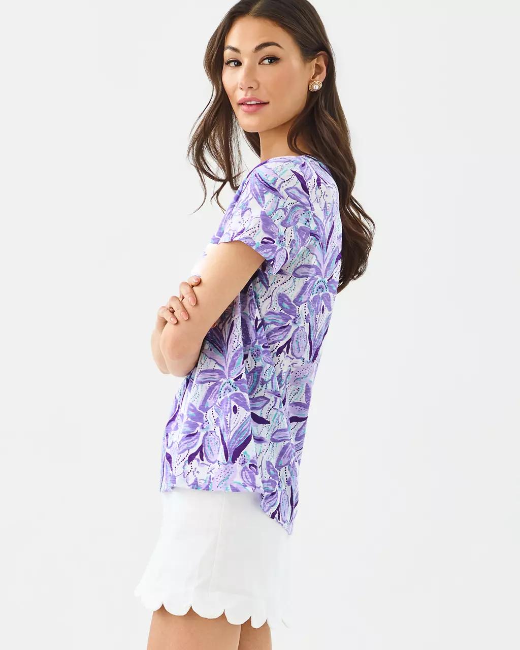 Etta Scoop Neck Top - Tropicalia Purple