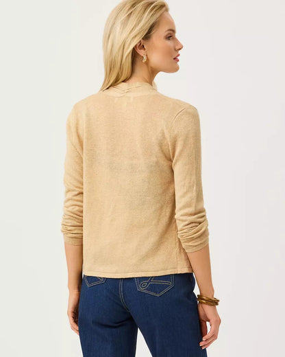 Faretta Cardigan - Wicker Tan Metallic
