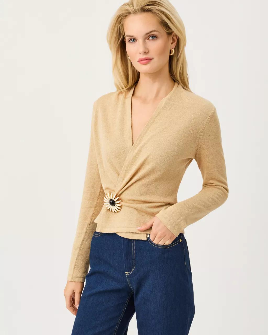 Faretta Cardigan - Wicker Tan Metallic