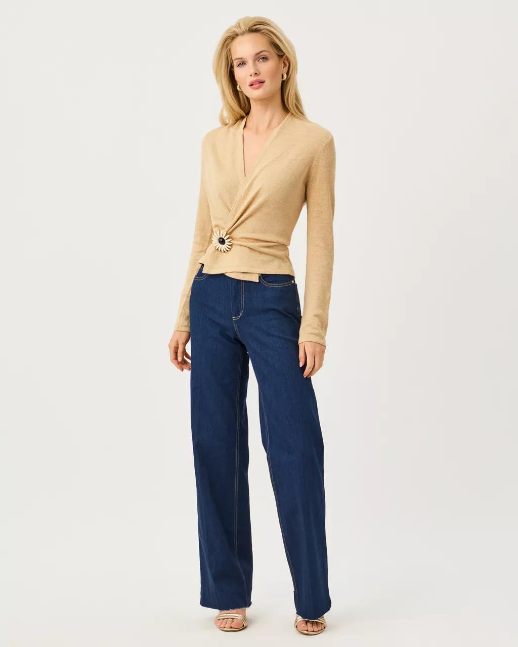 Faretta Cardigan - Wicker Tan Metallic