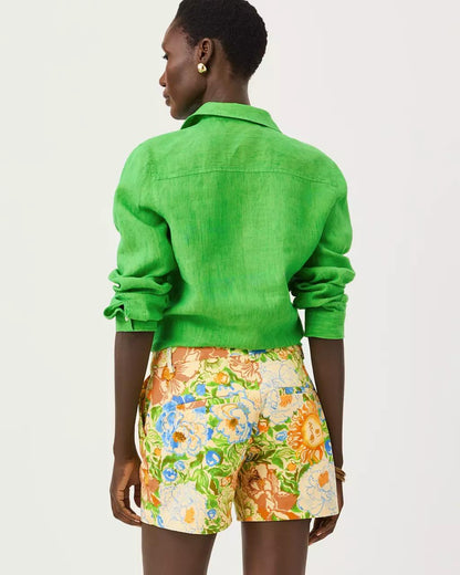 Sea View Linen Button Down Shirt - Ivy Green X Chateau Green