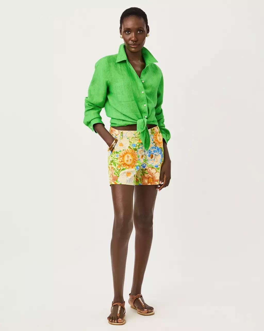 Sea View Linen Button Down Shirt - Ivy Green X Chateau Green