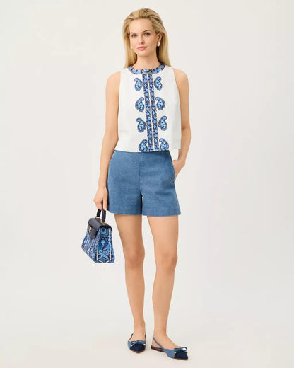 Annaleese Sleeveless Top - Low Tide Navy
