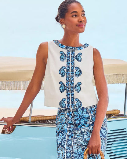 Annaleese Sleeveless Top - Low Tide Navy