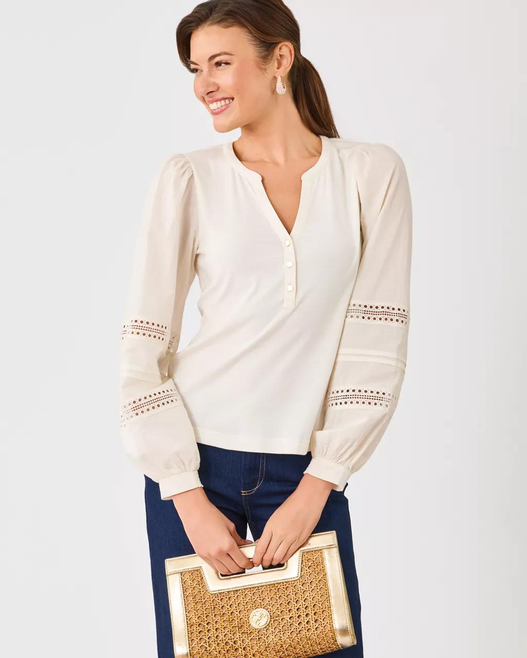Ronson Long Sleeve Knit Top - Coconut