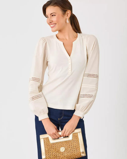 Ronson Long Sleeve Knit Top - Coconut