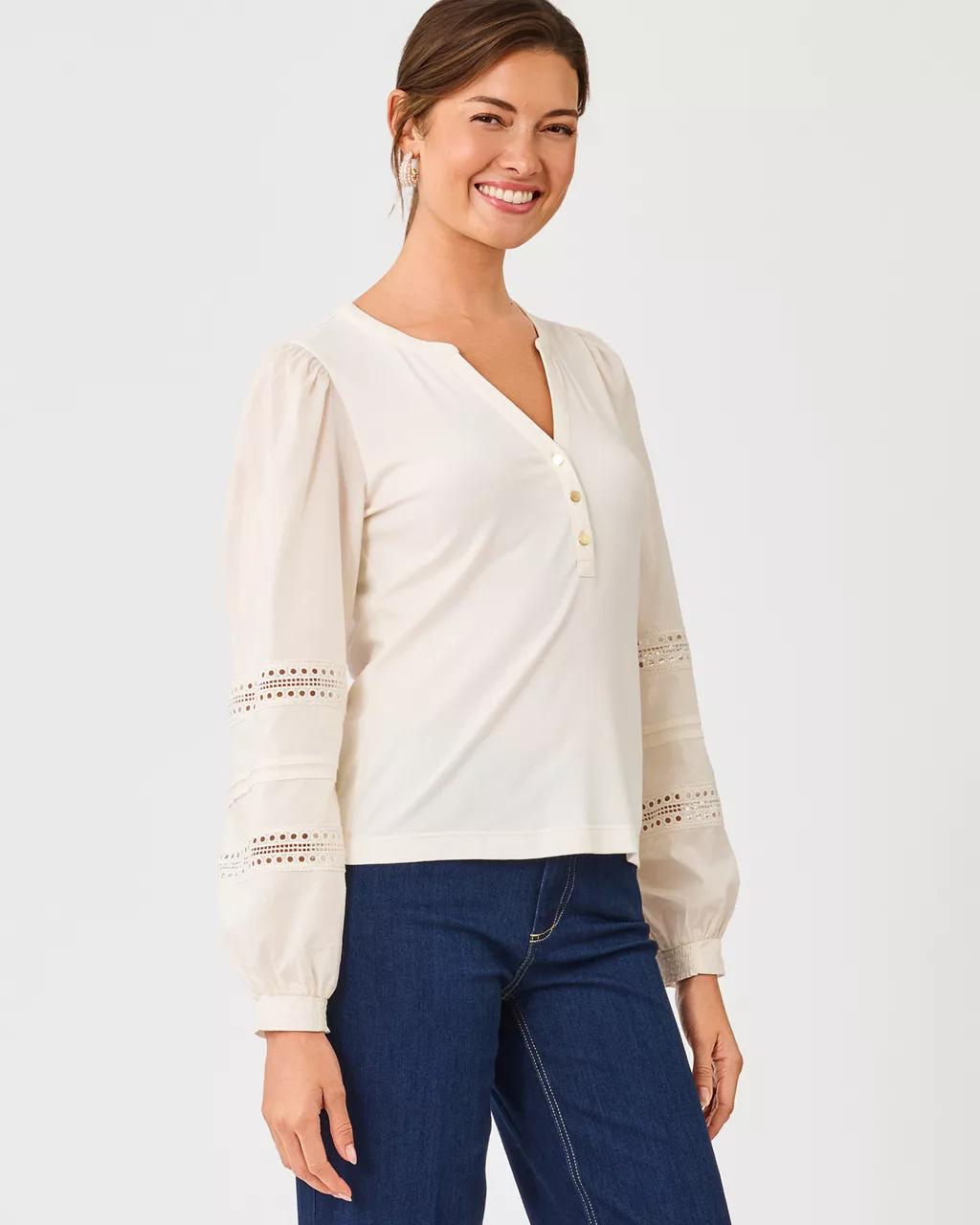 Ronson Long Sleeve Knit Top - Coconut