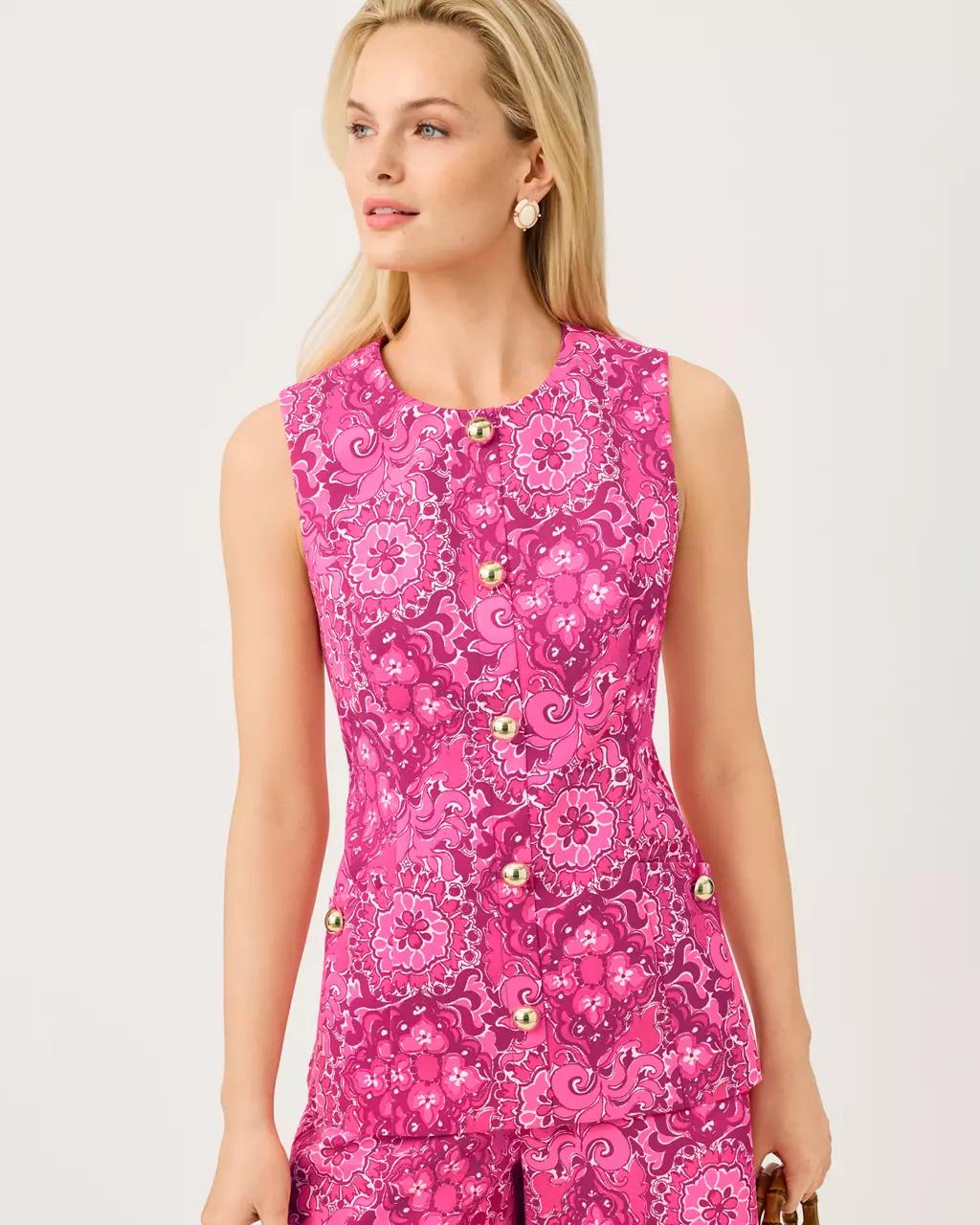 Eugenia Sleeveless Top - Pink Aster