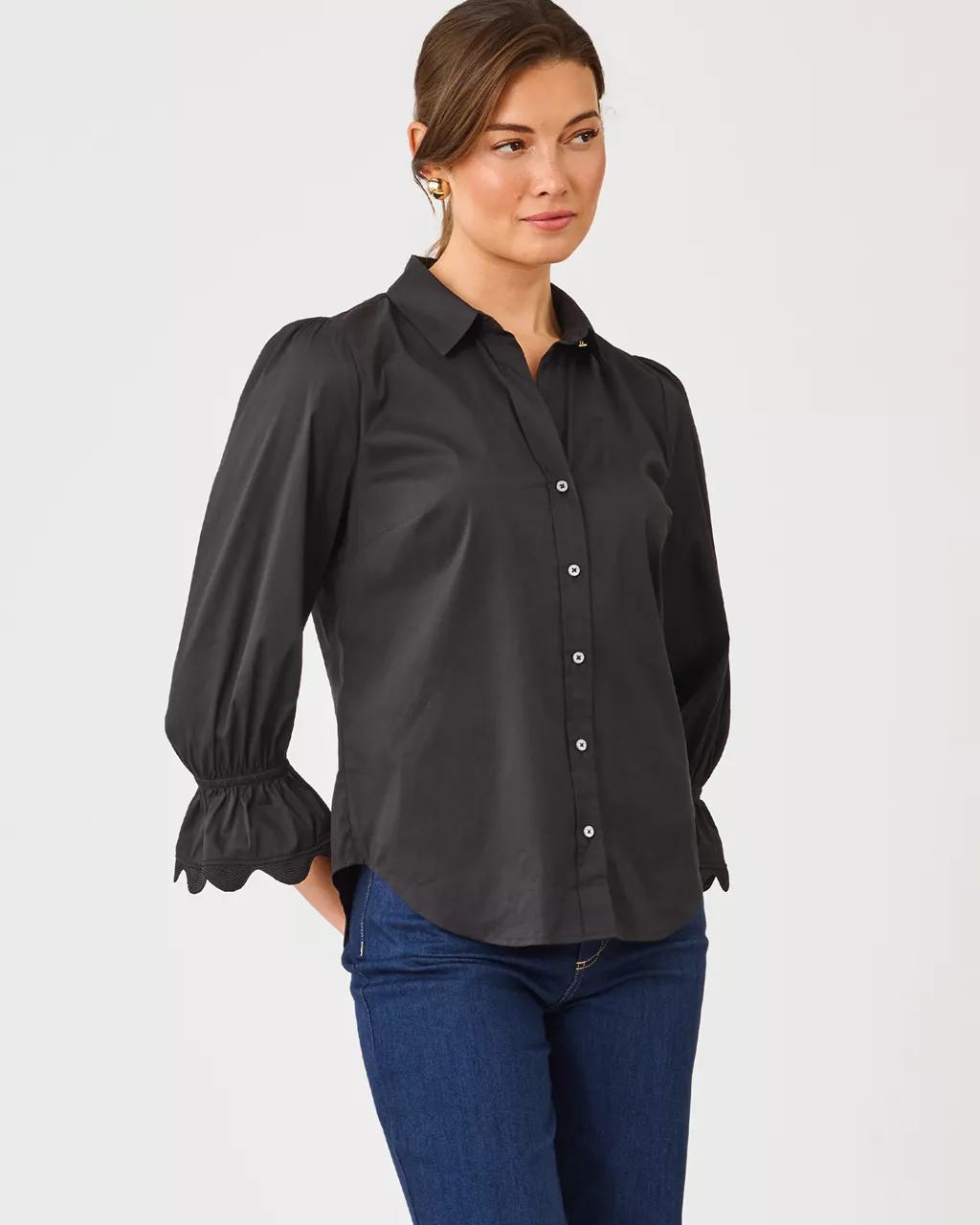 The RicRac 3/4 Sleeve Lilly Shirt - Noir
