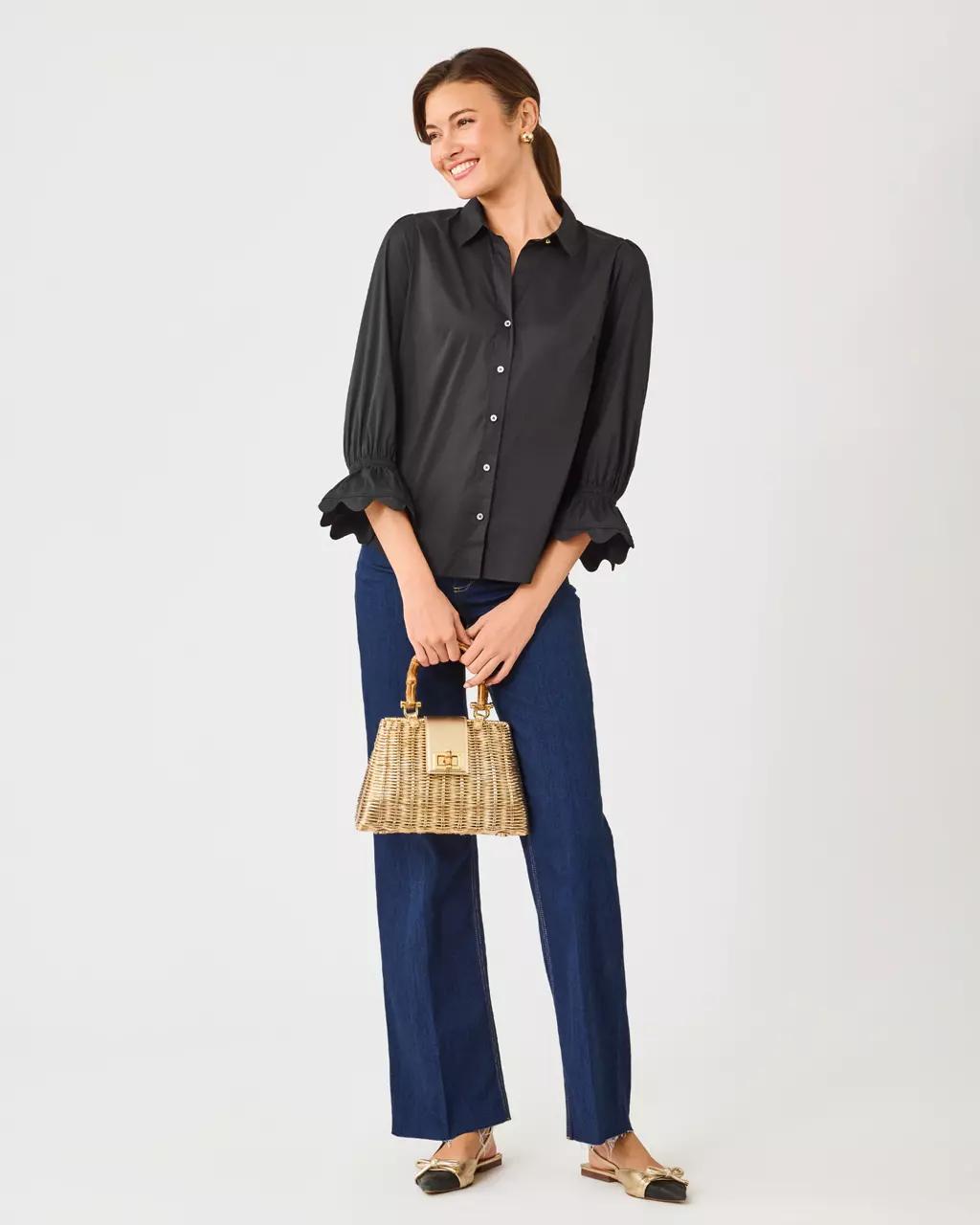 The RicRac 3/4 Sleeve Lilly Shirt - Noir