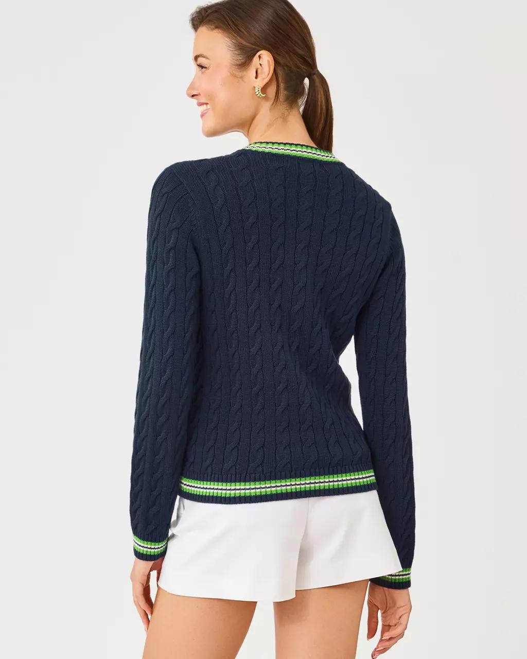 Brockton Crew Neck Cardigan - Low Tide Navy