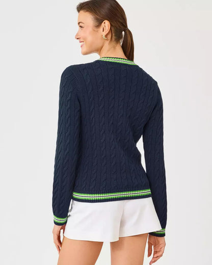 Brockton Crew Neck Cardigan - Low Tide Navy