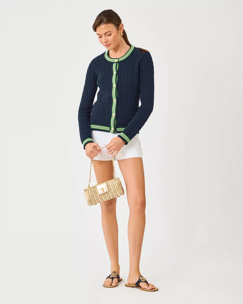 Brockton Crew Neck Cardigan - Low Tide Navy