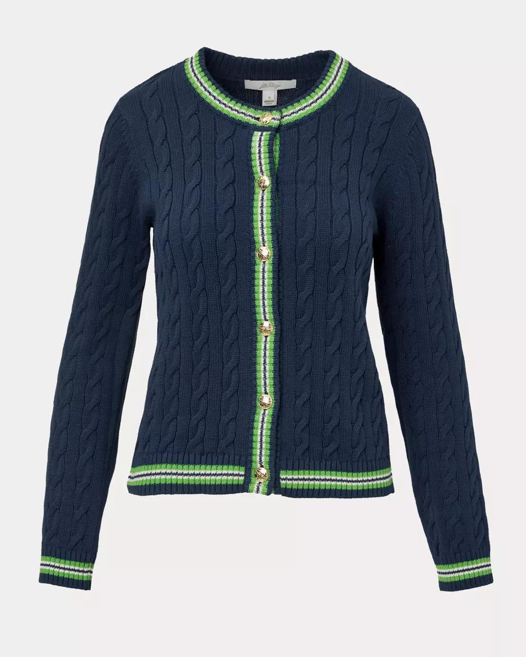 Brockton Crew Neck Cardigan - Low Tide Navy