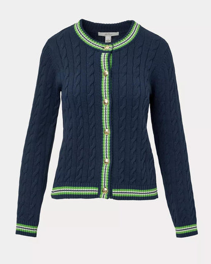 Brockton Crew Neck Cardigan - Low Tide Navy