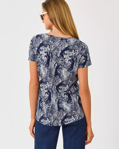 Etta Scoop Neck Top - Low Tide Navy