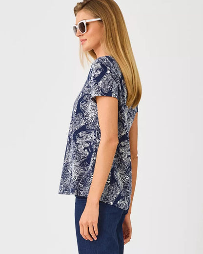 Etta Scoop Neck Top - Low Tide Navy