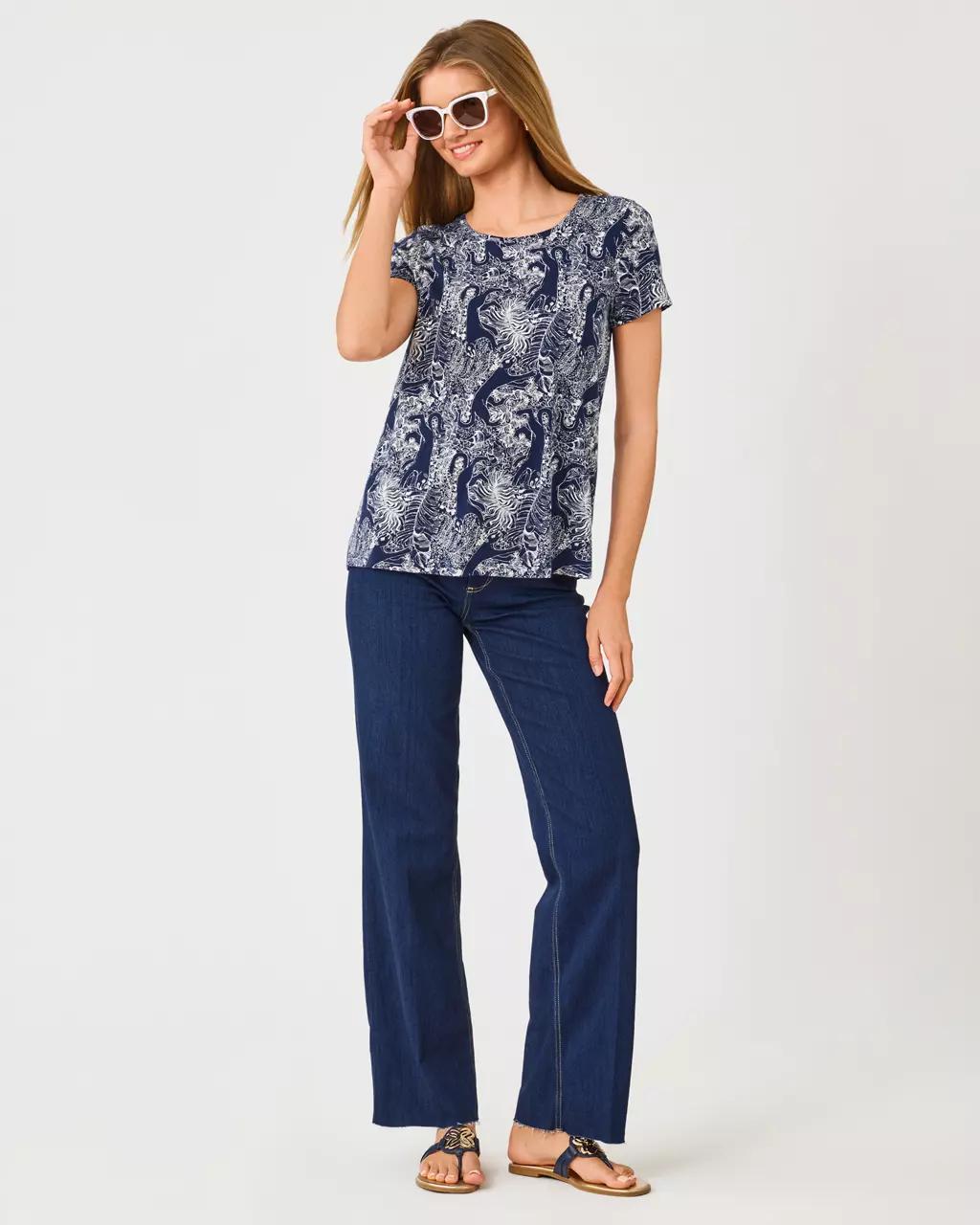 Etta Scoop Neck Top - Low Tide Navy