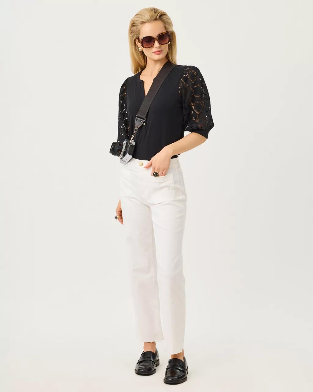Ronson Eyelet Knit Top - Noir