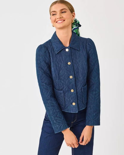 Peyser Quilted Denim Jacket - Dark Wash
