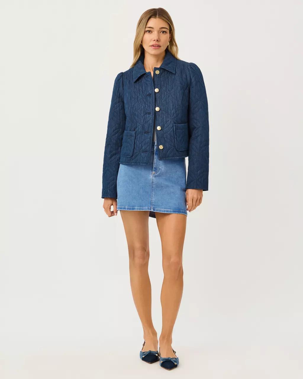 Peyser Quilted Denim Jacket - Dark Wash