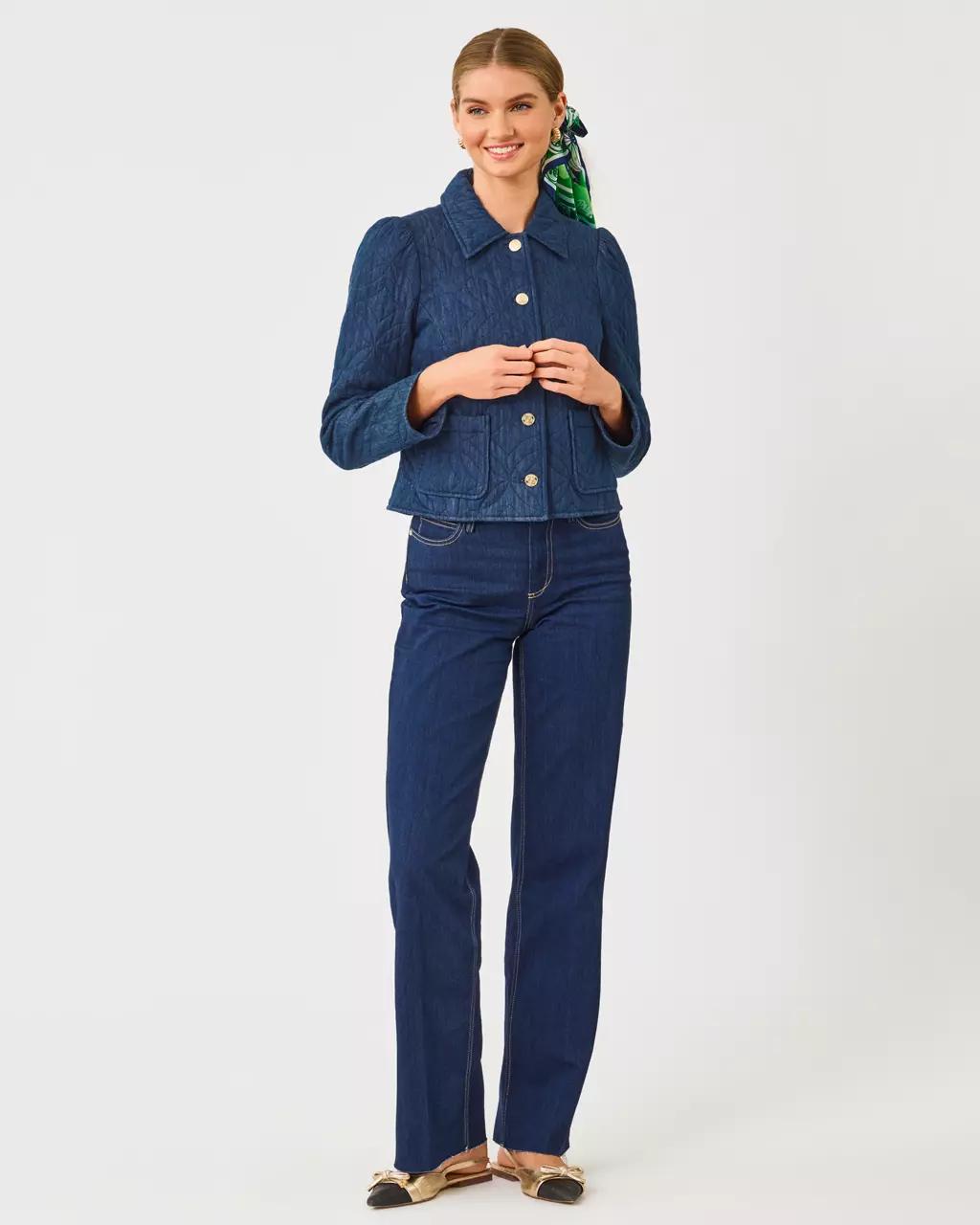 Peyser Quilted Denim Jacket - Dark Wash