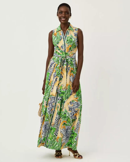 Marria Stretch Maxi Shirtdress - Multi