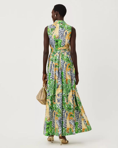 Marria Stretch Maxi Shirtdress - Multi