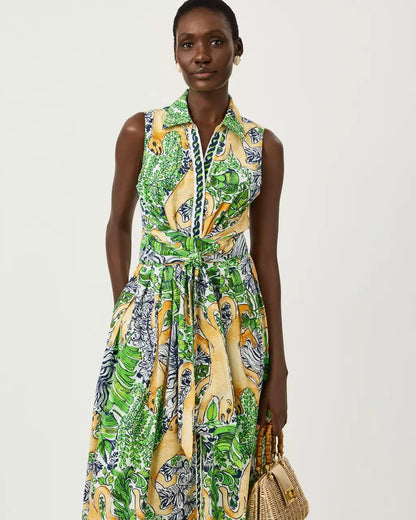 Marria Stretch Maxi Shirtdress - Multi