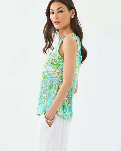 Gigi Ruffle Tank Top - Fresh Water Blue