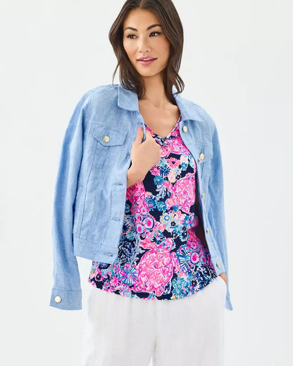 Gigi Ruffle Tank Top - High Tide Navy