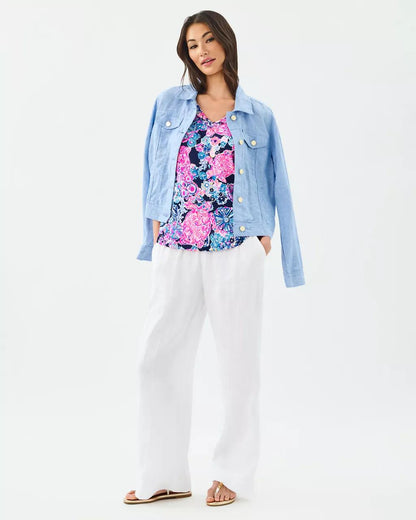 Gigi Ruffle Tank Top - High Tide Navy